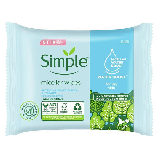 Simple Micellar Facial Wipes (20 Pack)