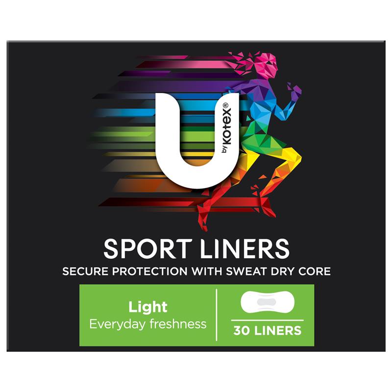 U by Kotex Sport Liners, 30-Liners, Sweat-Dry Core & Breathable