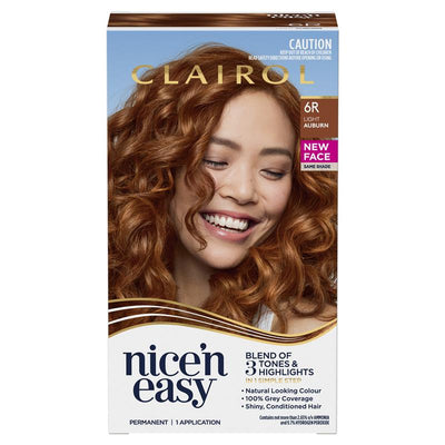 Clairol Nice N Easy 6R Natural Light Auburn Permanent Hair Colour - 173g