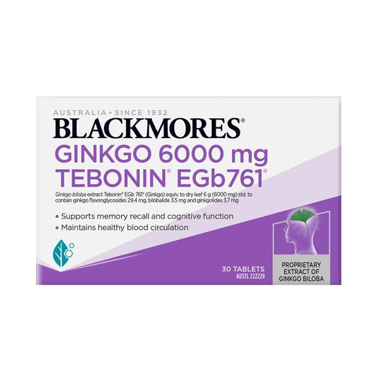 Blackmores Ginkgo 6000mg - 30 Tablets for Enhanced Brain Function-Auzzi Store