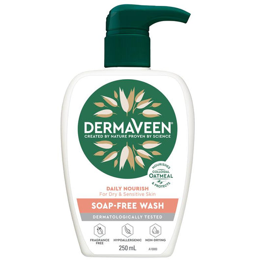 DermaVeen Hypoallergenic Soap-Free Cleanser 250mL for Dry & Sensitive Skin - Auzzistore