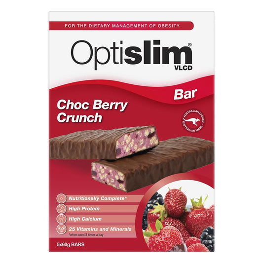 OptiSlim VLCD Bar Choc Berry Crunch 5 - Nutritionally Balanced Meal Replacement-Auzzi Store