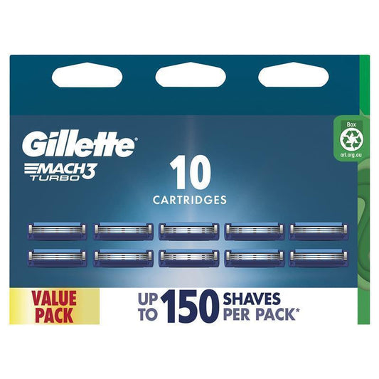 Gillette Mach 3 Turbo 3D Cartridges Value Pack 10 Count