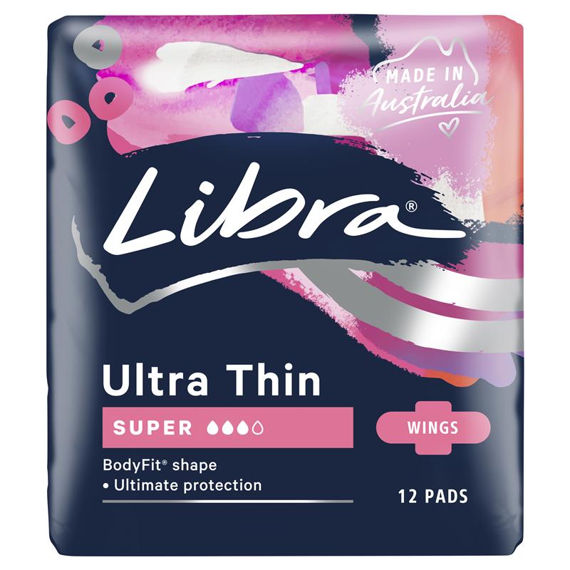 Libra Ultra Thin Pads with Wings – Super Absorbent 12 Pack