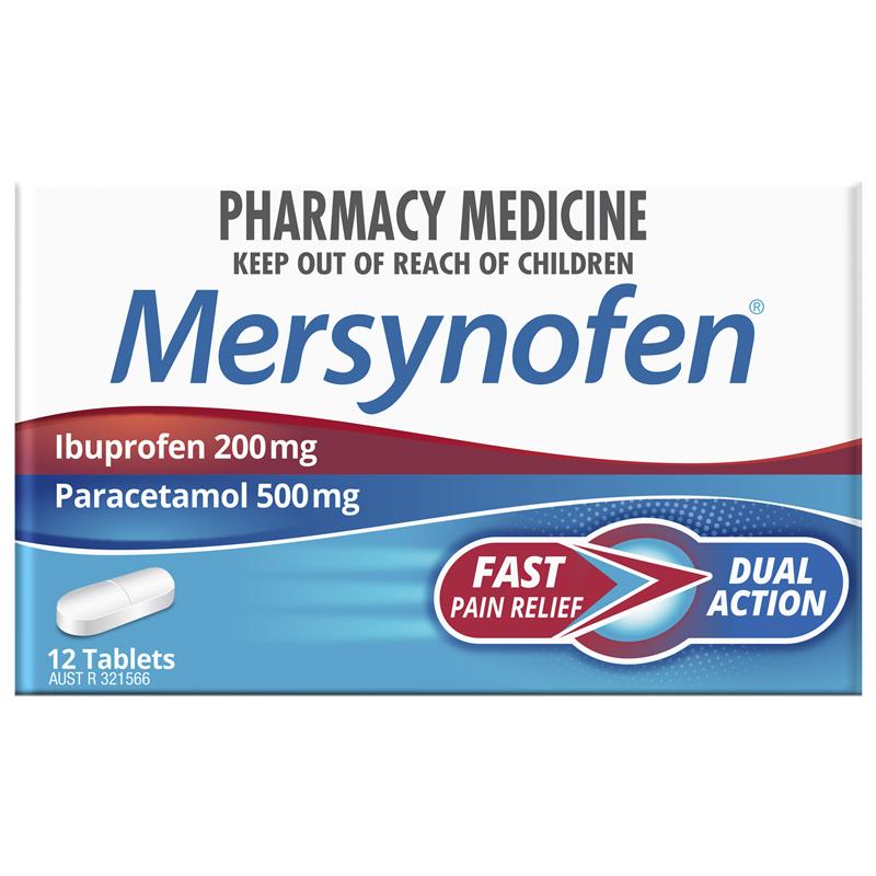 Mersynofen Pain Relief Tablets with Paracetamol + Ibuprofen - 12 Pack-Auzzi Store
