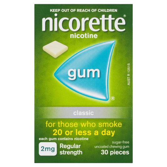 Nicorette Quit Smoking Regular Strength Nicotine Gum Classic 30 Pack - Your Partner in Quitting-Auzzi Store