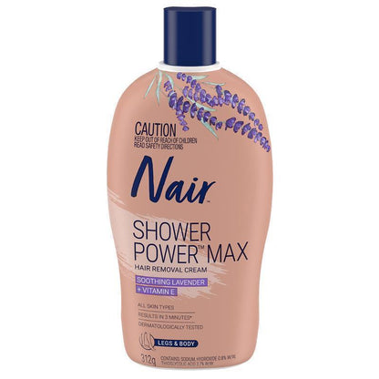 Nair Shower Power Max Cream - 312g, Fast 3-Minute Hair Removal for Legs & Body
