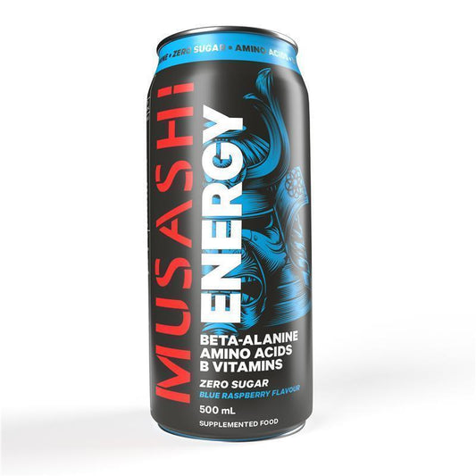 Musashi Energy Blue Raspberry 500ml - Zero Sugar Performance Drink