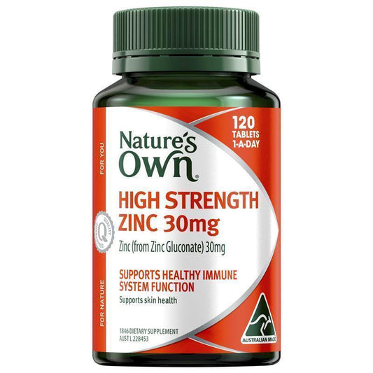Nature's Own Zinc Gluconate 30mg Tablets - 120 Count, Immune & Skin Support