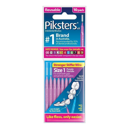 Piksters Interdental Brushes Size 1 Purple - 10 Pack for Precise Cleaning-Auzzi Store