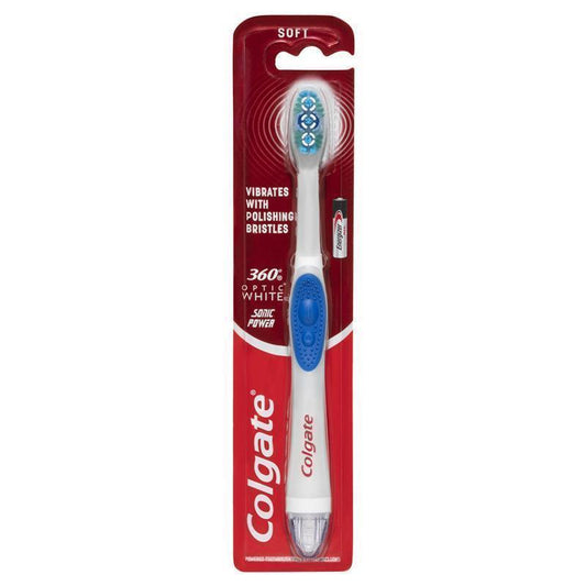 Colgate 360 Optic White Powered Toothbrush - Soft Bristles-Auzzi Store