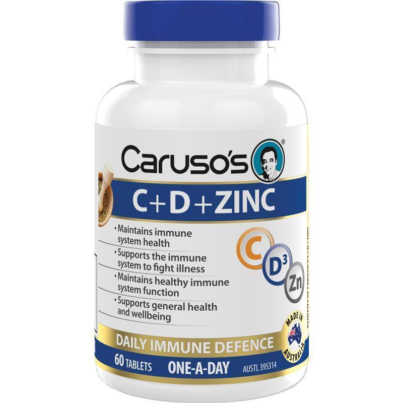 Caruso's C + D + Zinc - 60 Tablets for Immune Support