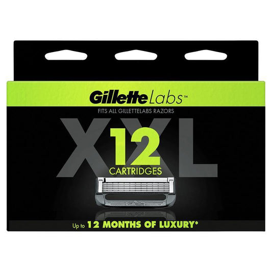 GilletteLabs 5-Blade Universal Razor Refills, 12 Pack for Heated & Exfoliating