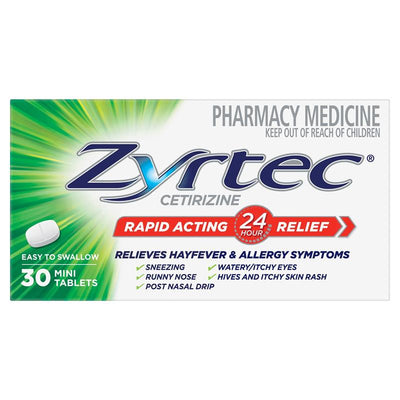 Zyrtec Rapid Acting Antihistamine Allergy Relief - Mini Tablets (30 Pack)