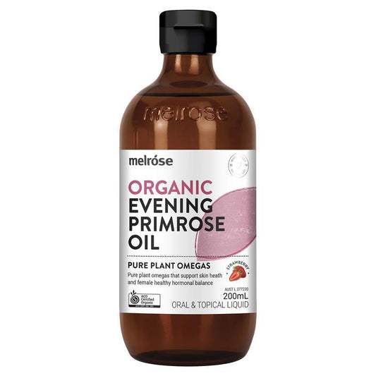 Melrose Organic Evening Primrose Oil 200ml – Vegan, GLA Rich, Strawberry