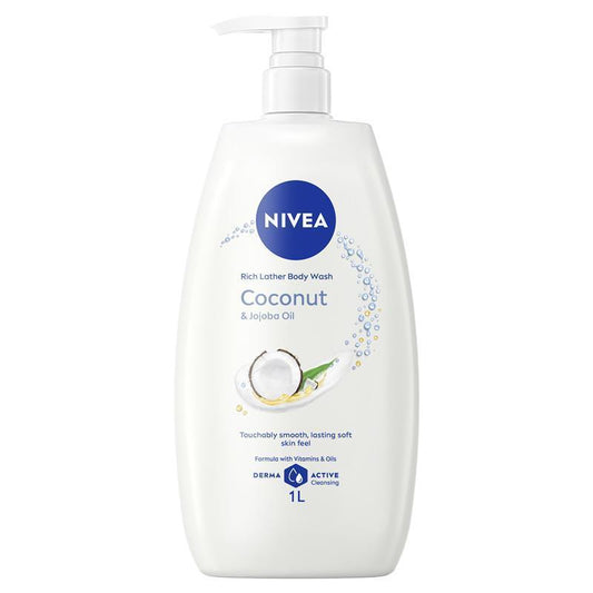 NIVEA Coconut & Jojoba Oil Body Wash 1L – Moisturizing & pH Balanced - Auzzistore
