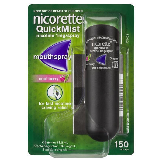Nicorette Quit Smoking QuickMist Mouth Spray - Cool Berry (150 Sprays) - Auzzi Store