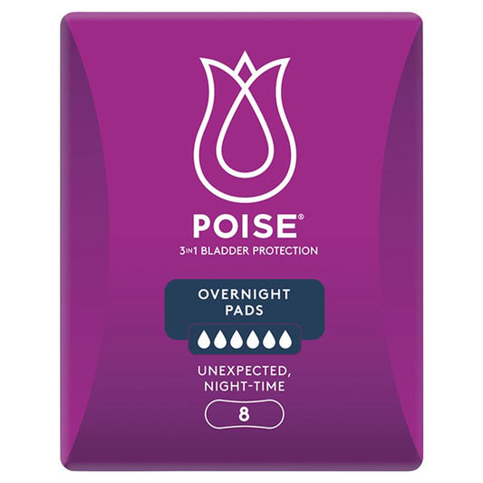 Poise Overnight Incontinence Pads - 8 Pads, 3-in-1 Protection – view 2
