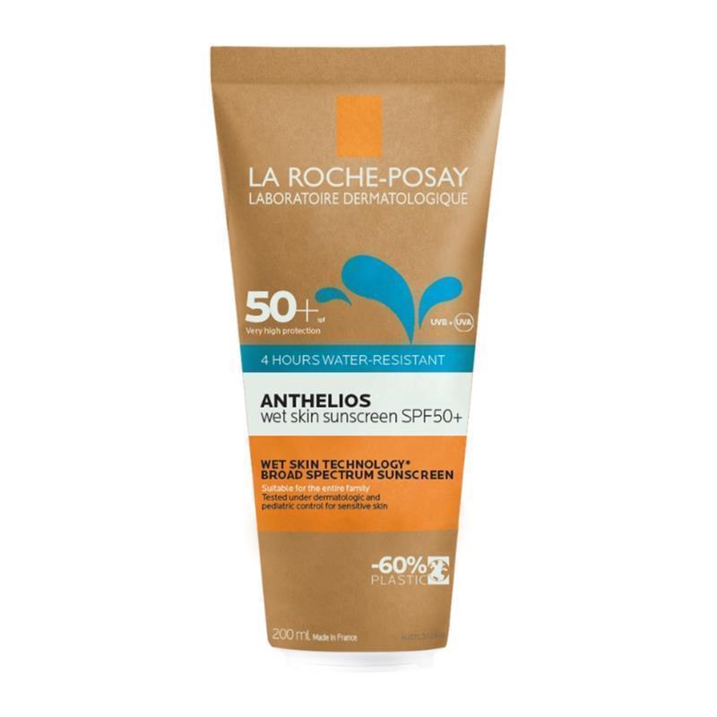 La Roche Posay Anthelios Wet Skin Sunscreen SPF 50+ Sustainable Tube 200ml - Family-Friendly Protection - Auzzistore
