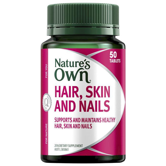 Nature's Own Hair Skin & Nails Tablets 50ct - Biotin, Vit C & B3, Collagen Support