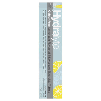 Hydralyte Electrolyte Effervescent Tablets - Colour Free Lemonade - 20 Tablets