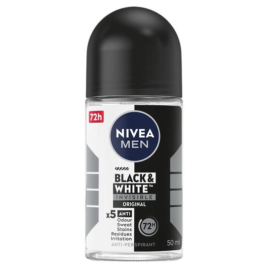 NIVEA MEN Black & White Invisible Roll-On Deodorant 72H Protection 50ml