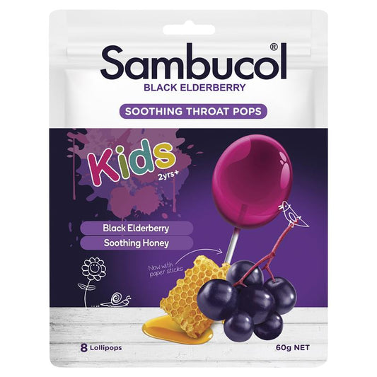 Sambucol Kids Soothing Throat Pops 8 Pack - Delicious Relief for Kids - Auzzi Store