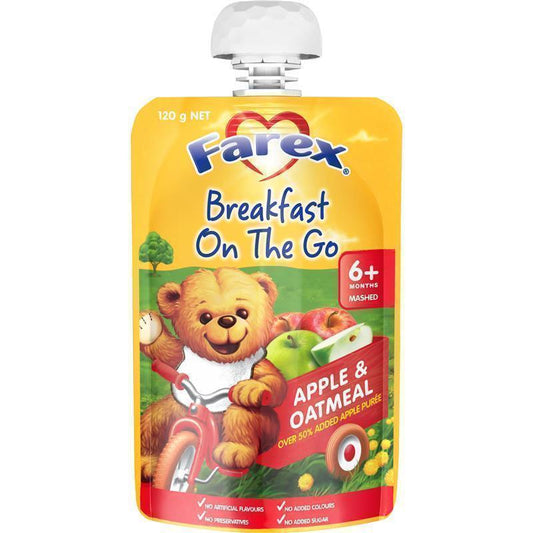 Farex Breakfast On The Go Apple & Oatmeal 6 months+ 120g Pouch - Nutritious Breakfast for Your Little One-Auzzi Store