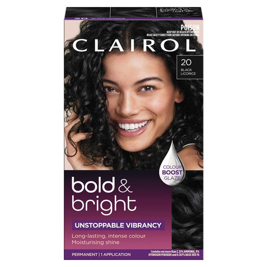 Clairol Bold & Bright Permanent Hair Colour 20 Midnight Black - Deep & Rich