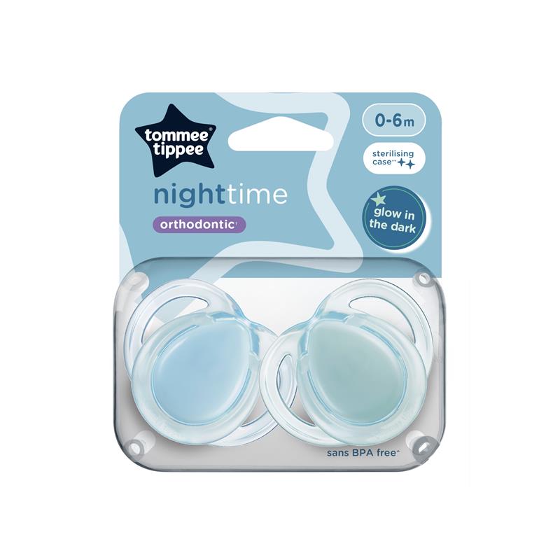 Tommee Tippee Night Time Soothers (0-6M) - Pack of 2 with Steriliser Box-Auzzi Store