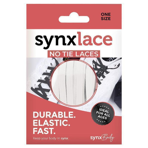 Synxlace No Tie Laces - White (2 Laces, 4 Tips, 4 Grips)