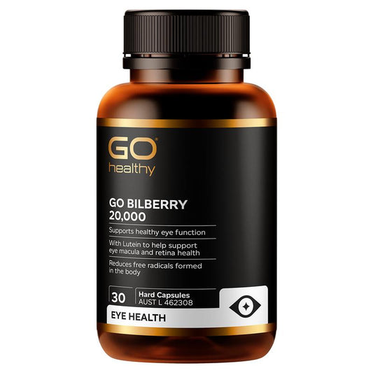 GO Healthy Bilberry 20000mg - 30 Vege Capsules for Eye Health-Auzzi Store
