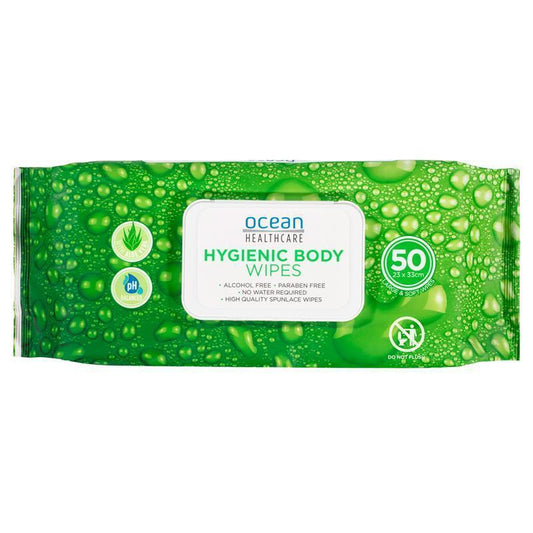 Ocean Healthcare Adult Body Wipes, pH Balanced, Alcohol-Free, 50 Pack