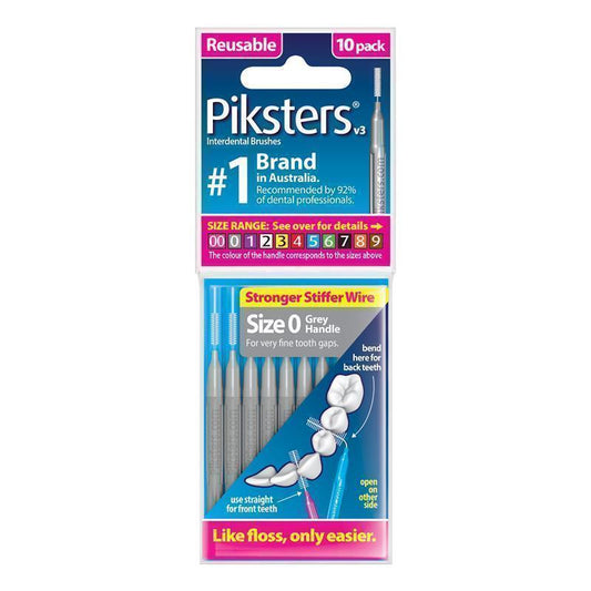 Piksters Interdental Brushes Size 0 Grey - 10 Pack for Effective Dental Care-Auzzi Store