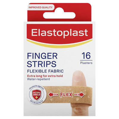 Elastoplast Flexible Fabric Finger Strips - 16 Pack for Finger Wounds