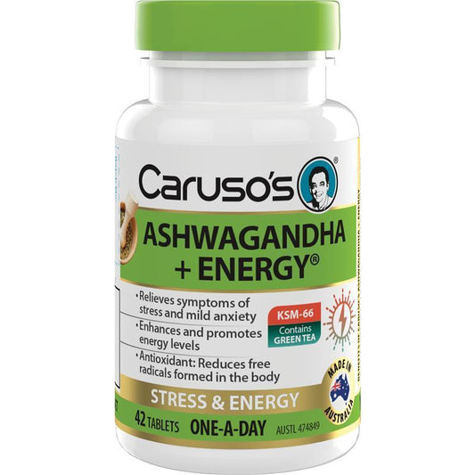 Caruso's Ashwagandha + Energy 42 Tablets - Boost Energy & Reduce Stress-Auzzi Store