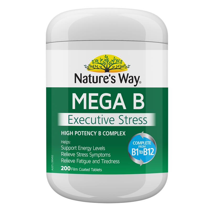 Nature's Way Mega B Executive Stress 200 Tablets - Energy & Stress Support-Auzzi Store