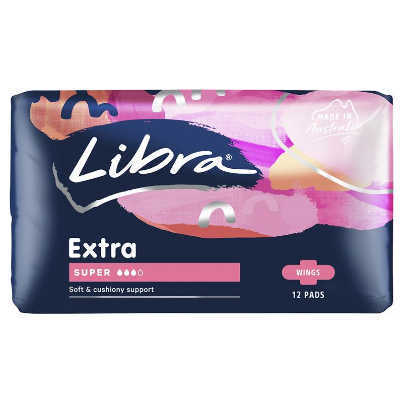 Libra Extra Super Absorbent Pads with Wings - 12 Pack
