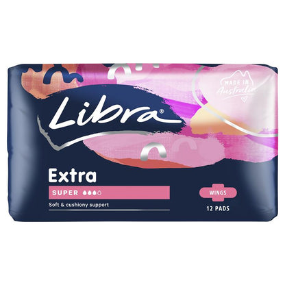 Libra Extra Super Absorbent Pads with Wings - 12 Pack