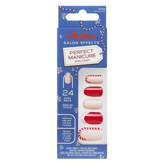 Sally Hansen Salon Effects Perfect Manicure 24 Press On Nails Once Upon A Holiday Collection Santa Sweetie - Auzzistore
