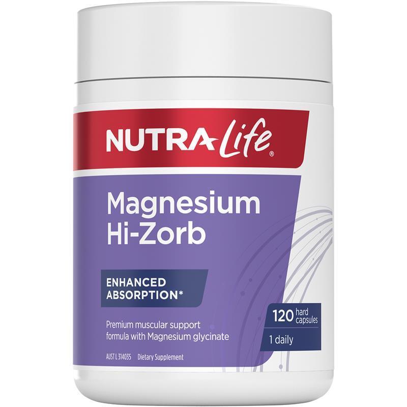 Nutra-Life Hi-Zorb Magnesium Glycinate Supplement - 120 Vegan Capsules