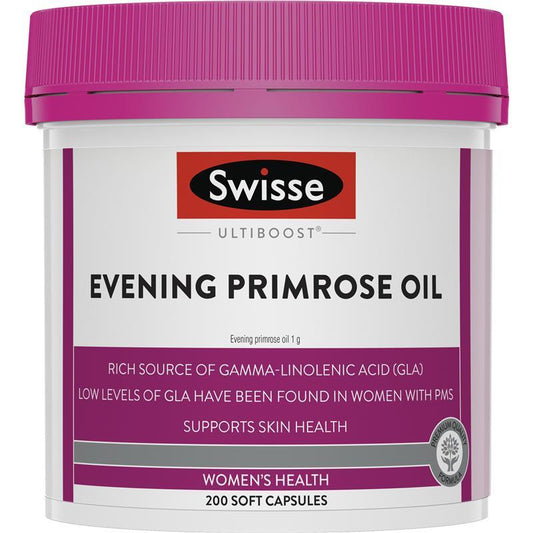 Swisse Ultiboost Evening Primrose Oil - 200 Capsules, GLA for Skin Health