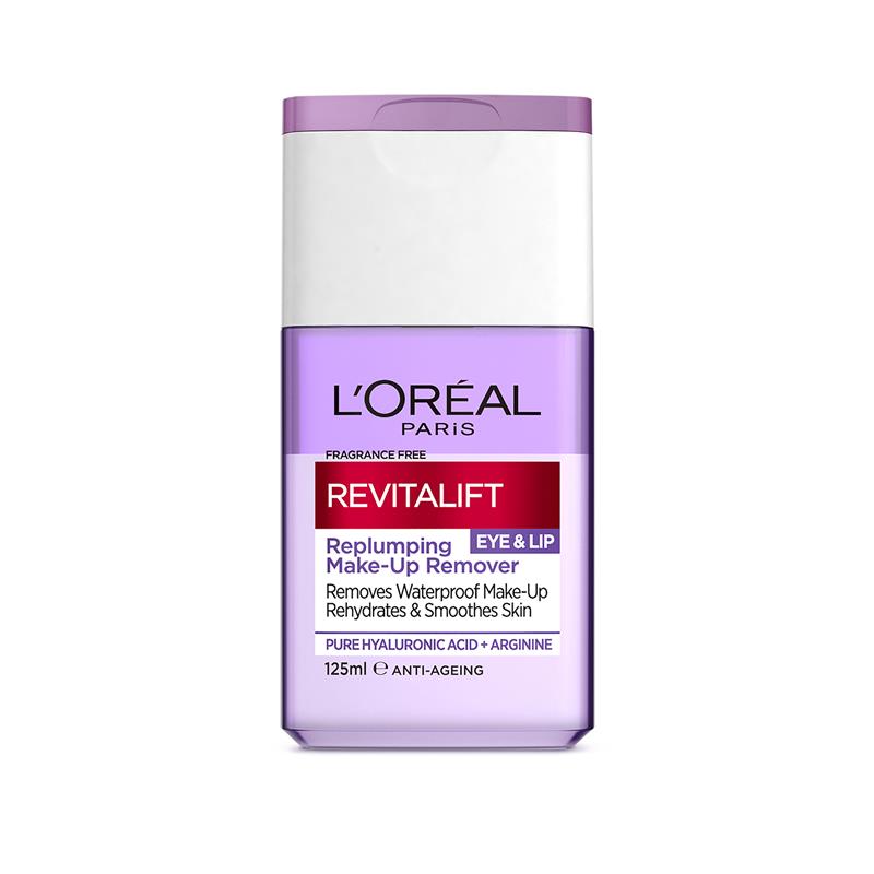 L'Oreal Paris Revitalift Filler Hyaluronic Acid Eye & Lip Makeup Remover 125ml - Fragrance Free