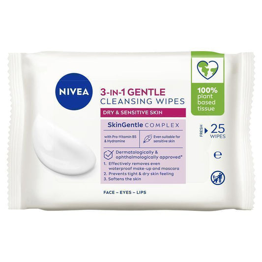 NIVEA 3in1 Gentle Cleansing Wipes 25 Pack - Soft & Nourishing-Auzzi Store