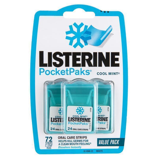 Listerine PocketPaks Oral Care Strips Cool Mint Value Pack - 72 Strips - Auzzi Store