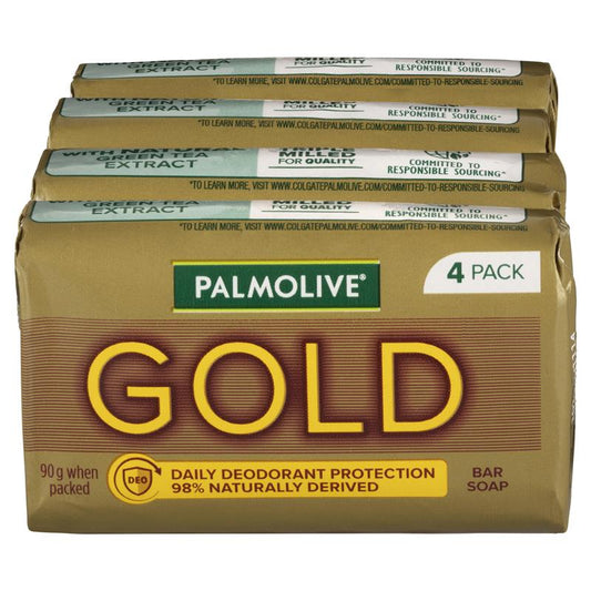 Palmolive Gold Bar Soap 90g - 4 Pack - Daily Deodorant Protection-Auzzi Store
