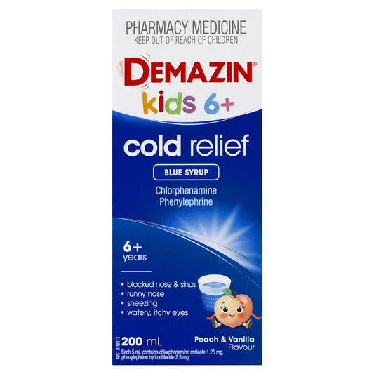 Demazin Kids 6+ Cold Relief Blue Syrup - 200ml-Auzzi Store