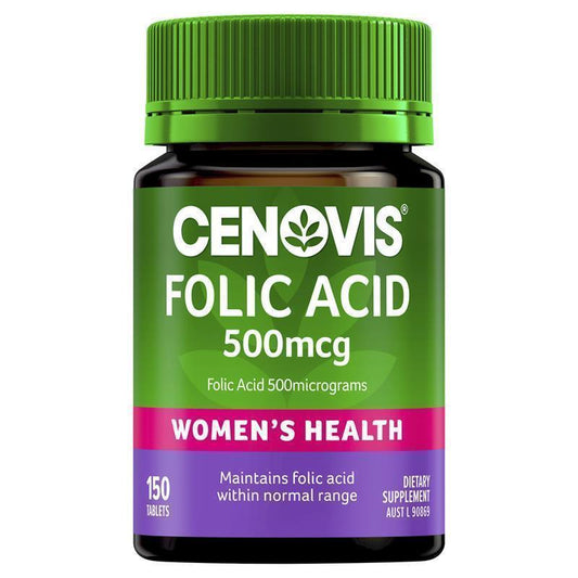 Cenovis Folic Acid 500mcg, 150 Tablets - Supports Pregnancy Health
