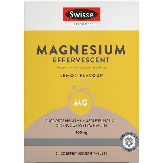 Swisse Ultiboost Magnesium 300mg Vegan Effervescent Tablets - 60