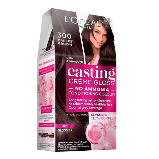 L'Oreal Paris Casting Crème Gloss Semi-Permanent Hair Colour - 300 Darkest Brown (Ammonia Free)-Auzzi Store